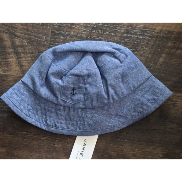 Janie and Jack Linen Chambray Bucket Hat Blue Size 0-3 months - Picture 1 of 6